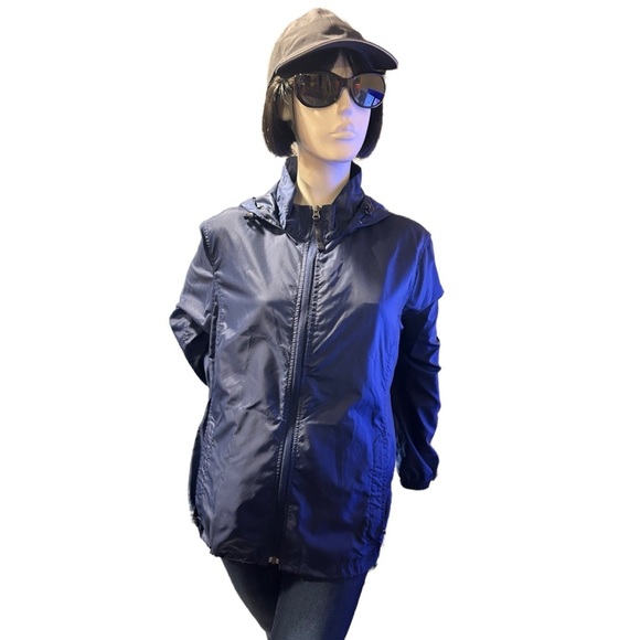 L.L Bean Hooded Navy Blue Rain Jacket, Size L - Picture 5 of 6